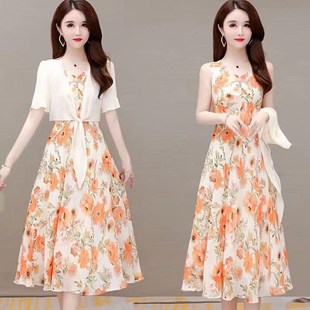 连衣裙女夏c2023年新款洋气防晒外搭减龄碎花长款裙子春夏舒适时