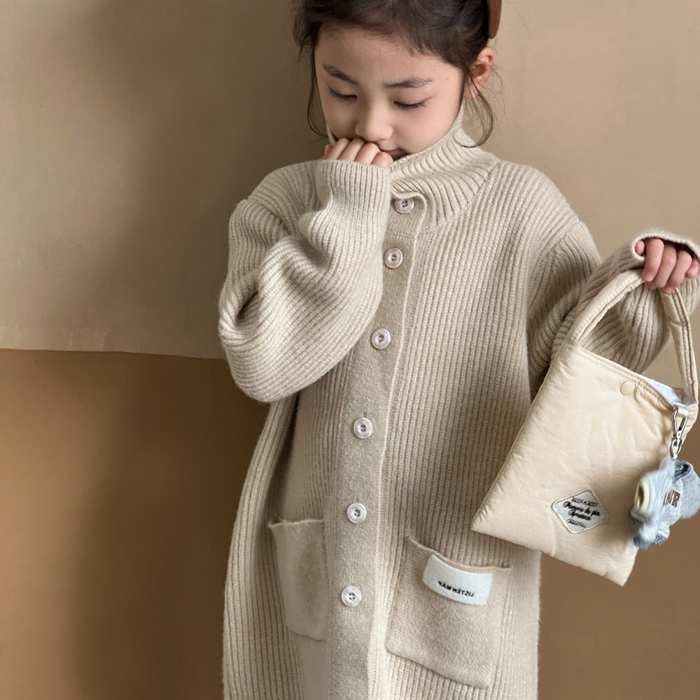 女童毛衣秋冬款2023新款儿童毛衣裙高领针织打底衫冬季厚上衣外套