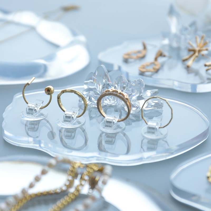 首饰展示托盘仿水晶透明饰品垫戒指耳环珠宝手串陈列拍摄道具摆件