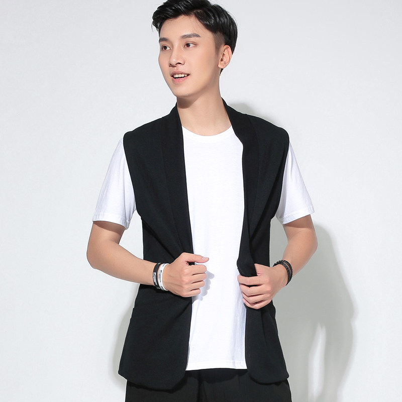 薄款马甲外套男士短款坎肩外穿背心秋季潮流韩版修身无袖开衫外搭