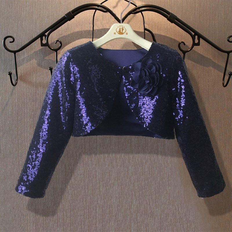 儿童模特走秀长袖坎肩礼服外套女童主持人披肩学生合唱演出服春夏