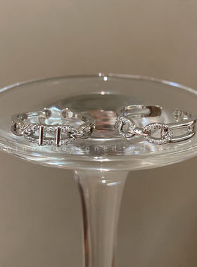 微镶猪鼻子开口戒指女小众设计感冷淡风食指戒时尚轻奢高级感指环