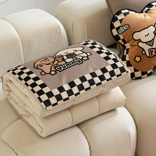 幸运小狗卡通抱枕被子二合一客厅沙发午睡靠枕头毯子两用车用折叠