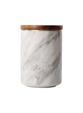 北欧大理石纹密封罐带盖陶瓷储物罐子收纳盒咖啡花茶糖果罐摆件