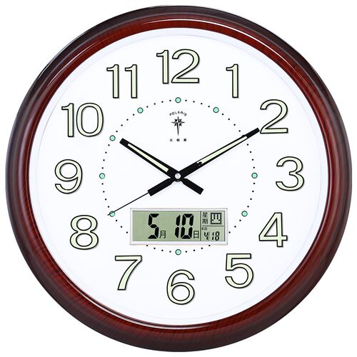 北极星20英寸挂钟现代简约钟表静音日历客厅家用办公夜光石英钟