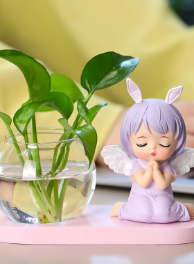 创意芭蕾偶绿萝水培瓶客厅办公家居装饰