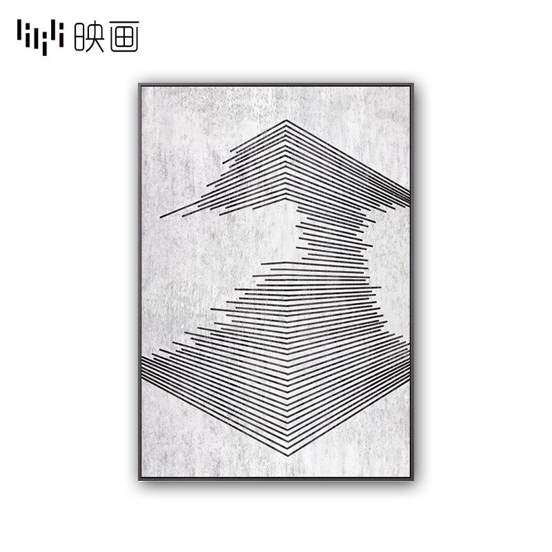 样板间客b厅几何线条装饰画酒店大厅工业风挂画玄关大尺寸喷绘壁