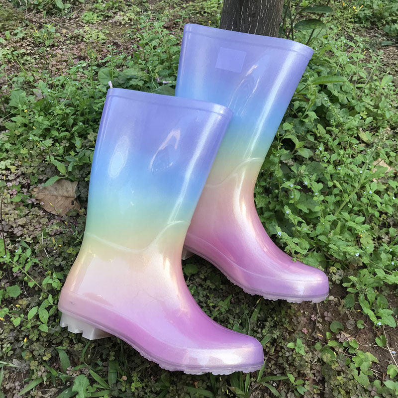 彩虹亲子雨e鞋成人儿童女宝宝小学生四季防滑防水中筒环保雨靴可