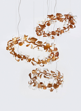 纯铜后现代树枝树叶水晶吊灯客厅餐厅书房酒店S软装工程个性灯具