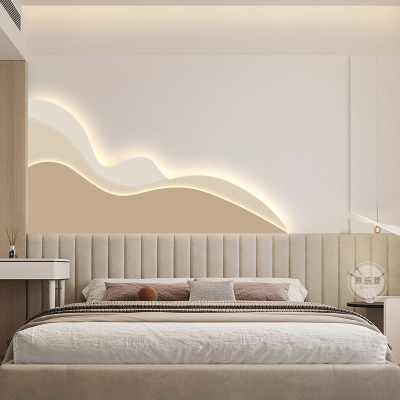 现代简约卧室床头装饰画奶油ins风E沙发背景墙壁灯画纯色客厅挂画