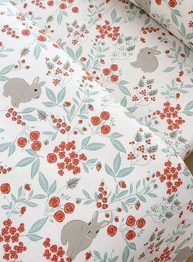 花兔纯棉被套单件全棉被罩150x200x230单人180x220x2W40cm双人宿