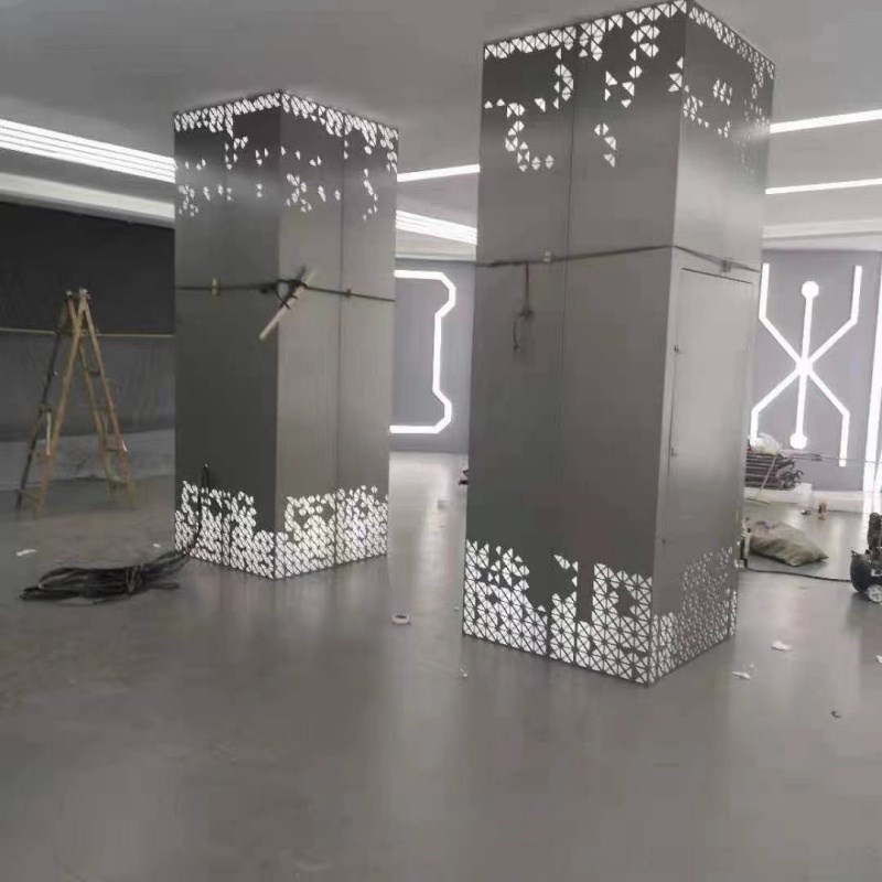 地铁冲孔包柱酒店雕花镂空t渐变透光吊顶幕墙铝单板包柱异型铝单