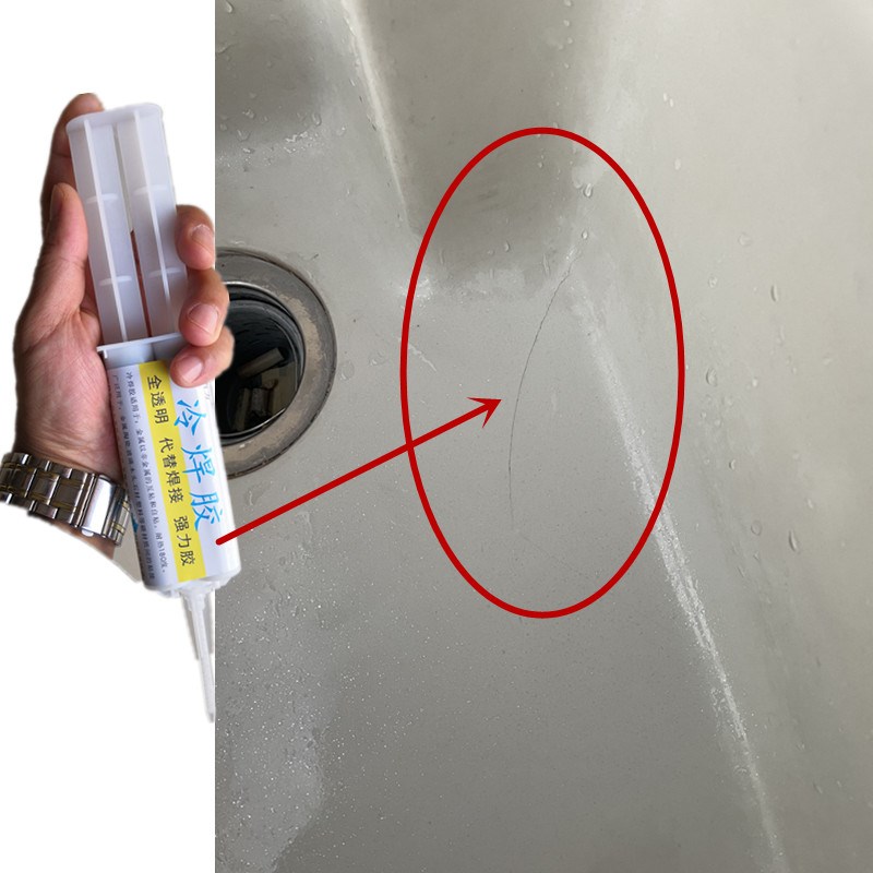 人造石玻璃钢洗衣机柜盆裂缝w漏水修补瓷砖胶陶瓷洗手池洗脸盆裂
