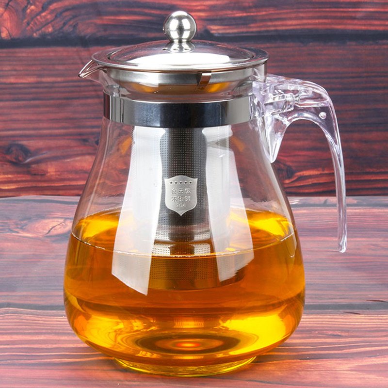 加厚耐高温防爆玻璃飘逸杯花茶壶不锈钢过滤泡茶S壶办公玻璃玲珑