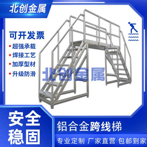 过线梯双侧高强度跨线梯移动式平台梯流水线两侧登高X过桥人字爬