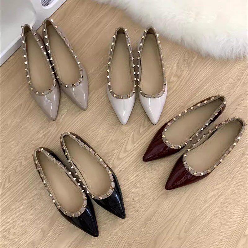 小众设计感铆钉单鞋女鞋内增高秋夏一脚蹬K通勤黑色鞋子法式小皮