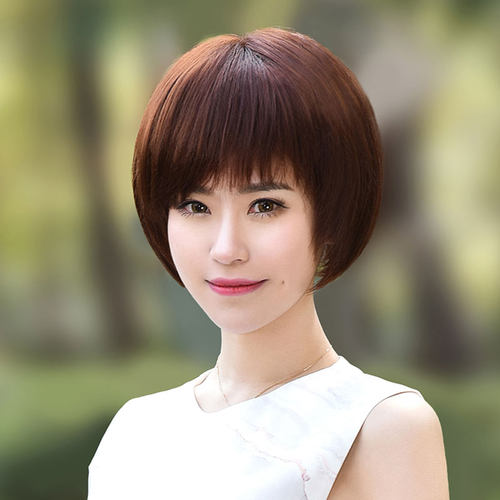 假发女全真发短发女士短直发w波波全头套自然造型化疗真人发丝发