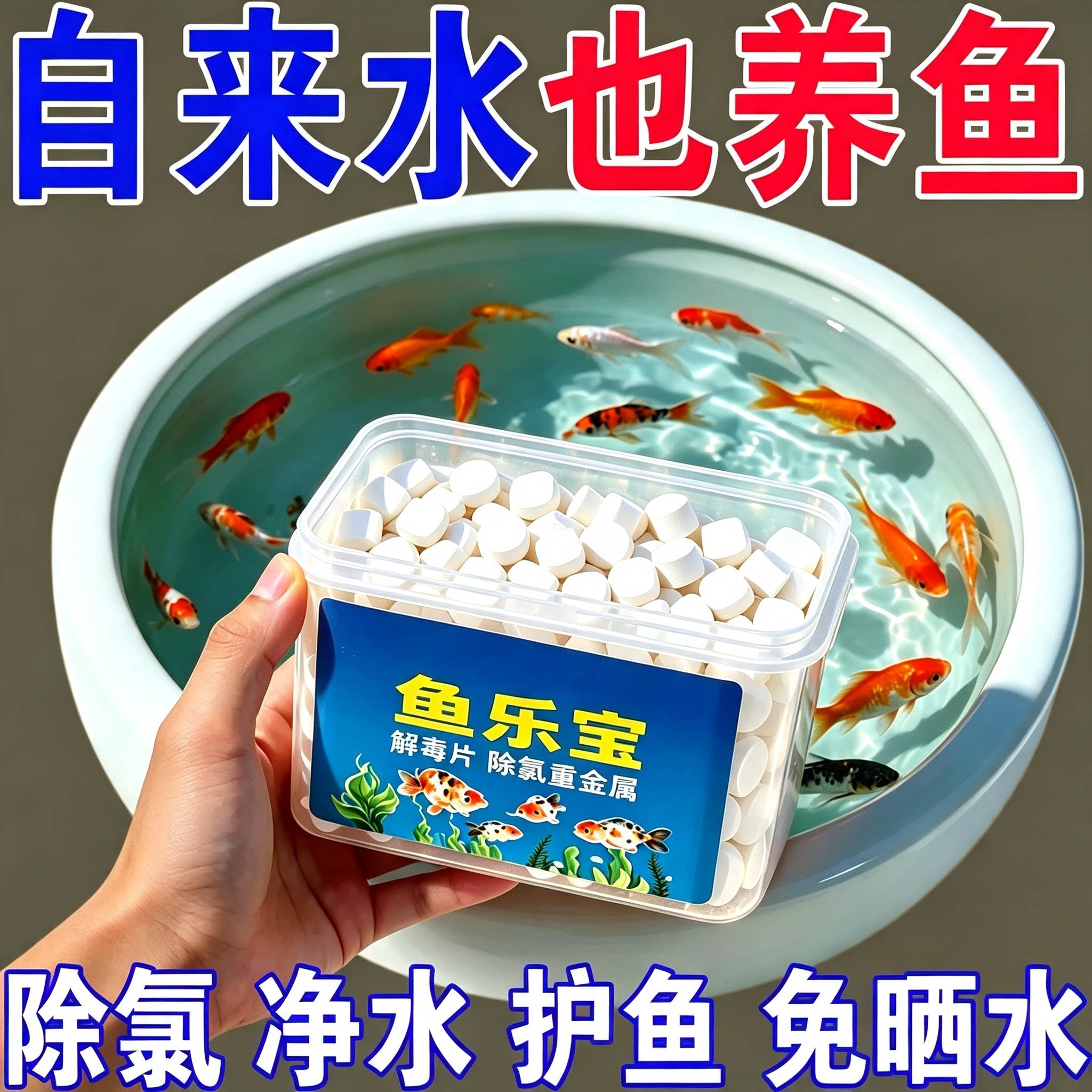 鱼乐宝鱼缸除氯净水片去除重金属