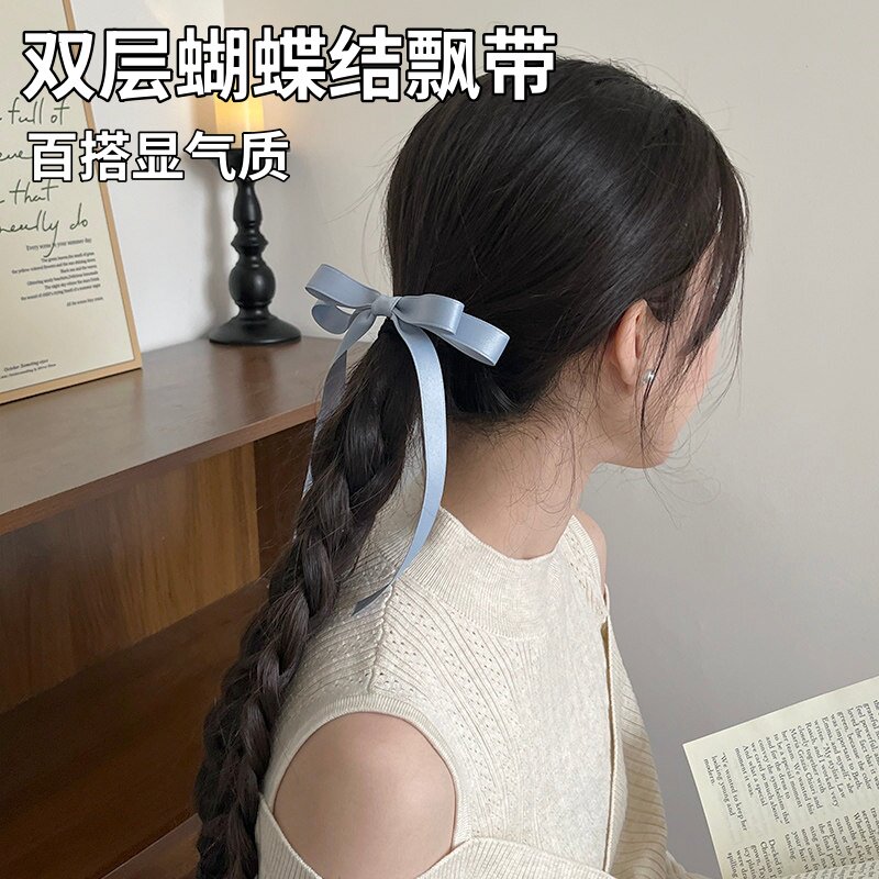 蝴蝶结飘带鸭嘴夹半扎发温柔百搭