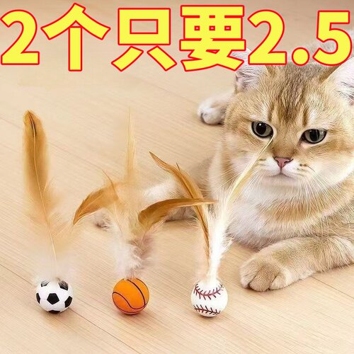 宠物羽毛逗猫球弹力球自嗨解闷
