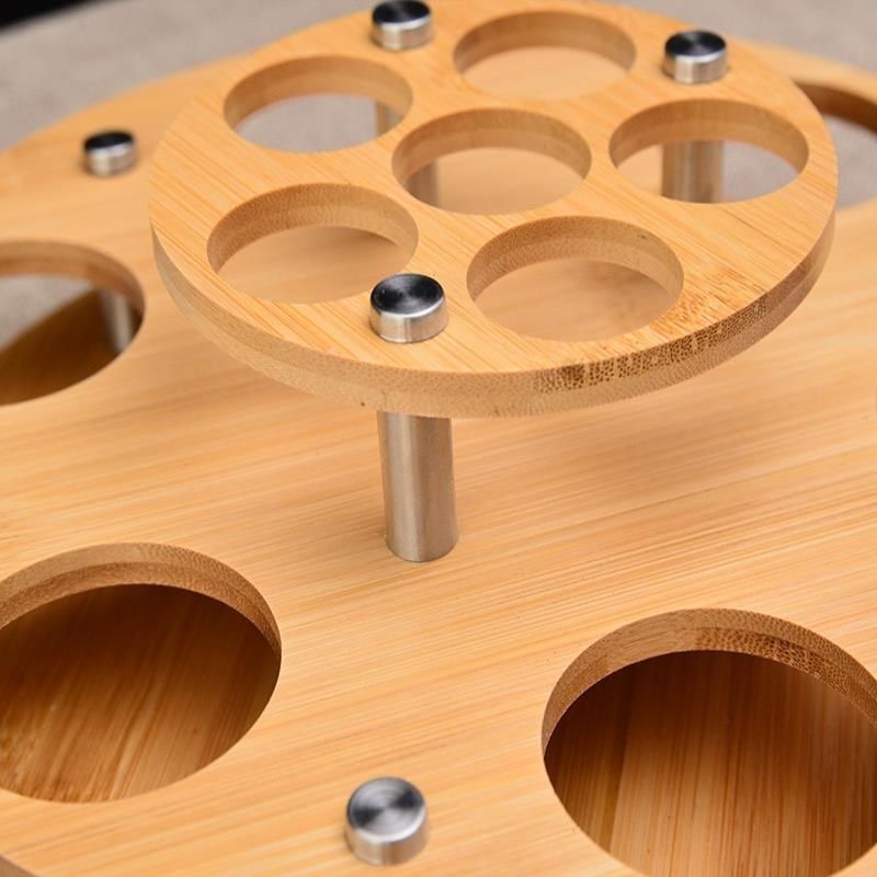 家用分酒器一口杯专用收纳架套装创意托盘竹木制白酒杯架子置物架