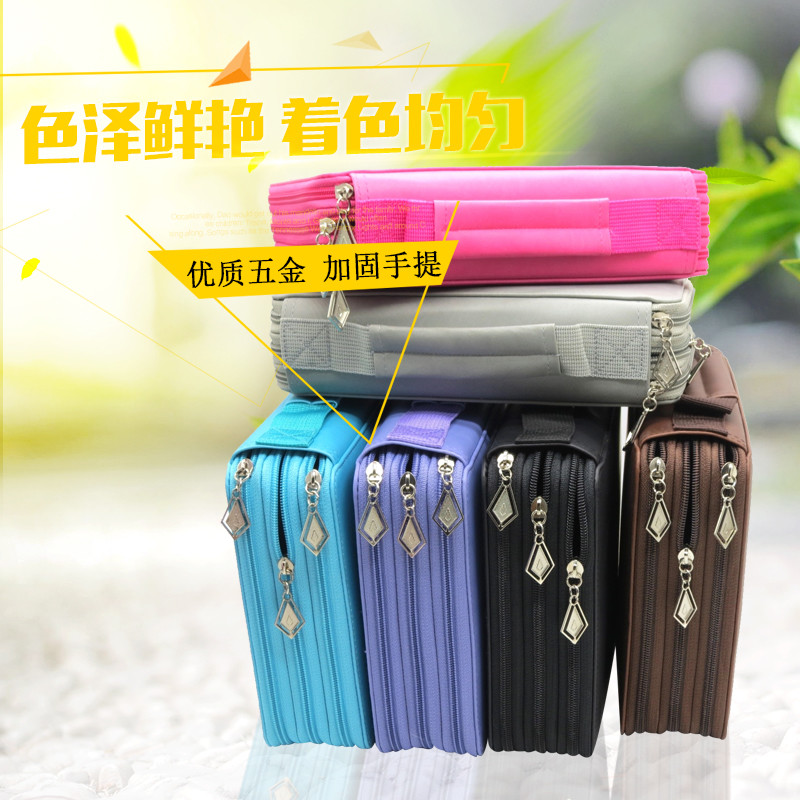 掌柜推荐学新款生k纯色PU皮136孔笔袋 美术绘画素描大容量简约文