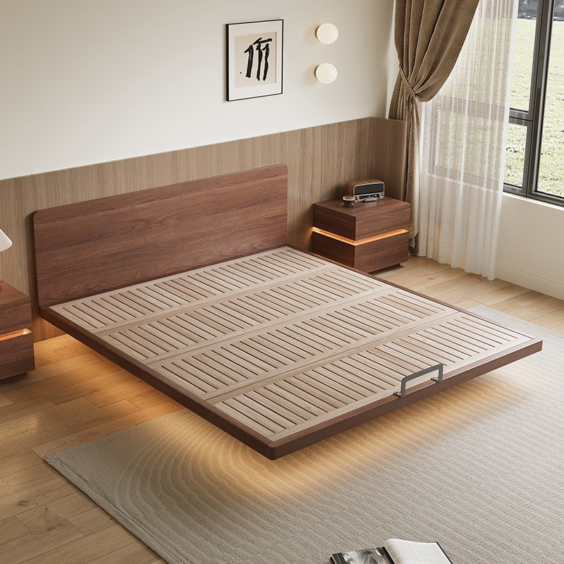 超薄床头齐边实木双人床r白蜡木全实木小户型现代简约榫卯结构榉