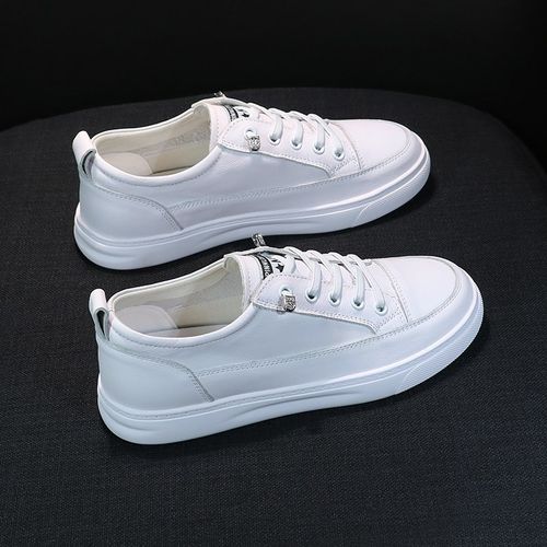 头层牛皮小白鞋女春秋2024新款真皮透气百搭女鞋平底大码休闲板鞋