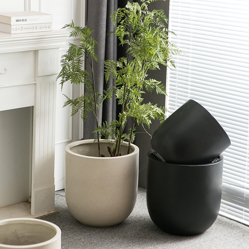 北欧镁泥落地花盆极简酒杯型软装特大花器客厅民宿商场别墅摆件,家居饰品,花盆,淘宝优惠券,粉丝福利购,淘宝优惠卷
