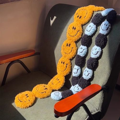 毛线钩针笑脸围巾新手初学手工编织diy材料包简单自制秋冬围脖礼