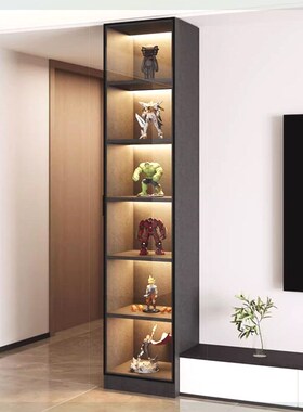 定制实木电视柜侧边柜酒柜立柜玻璃门客厅储物展示书柜窄柜手办柜