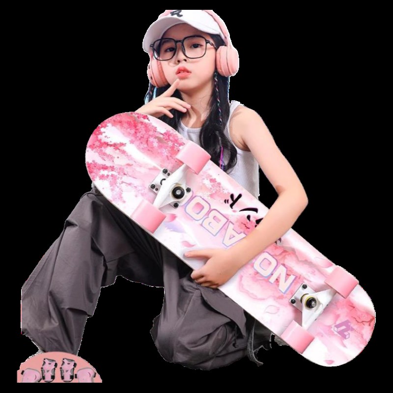 H专业滑板初学者女生3-6-12岁儿童成J人四轮滑板车10-15岁