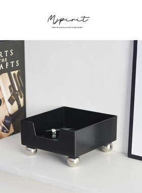 莫兰迪色皮革方形托盘客厅玄关北欧化妆品小物件桌面收纳盘储物盘