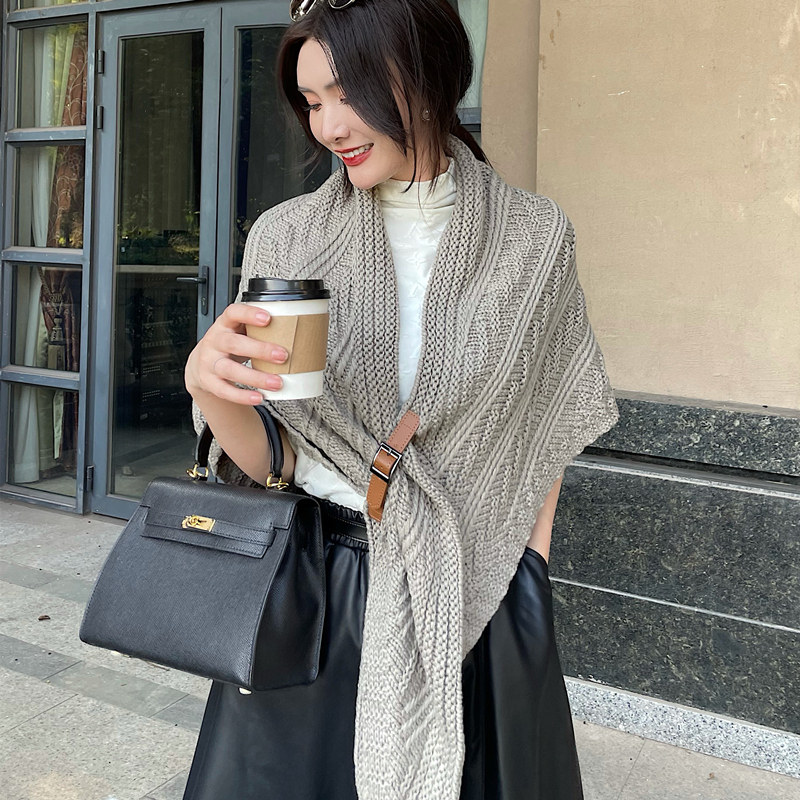 韩版时尚针织披肩空调房护肩女外套斗篷披风外搭高档洋派时尚百搭