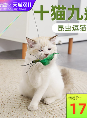 afp昆虫逗猫棒猫玩具自嗨解闷神器耐咬替换头宠物小飞虫猫咪用品