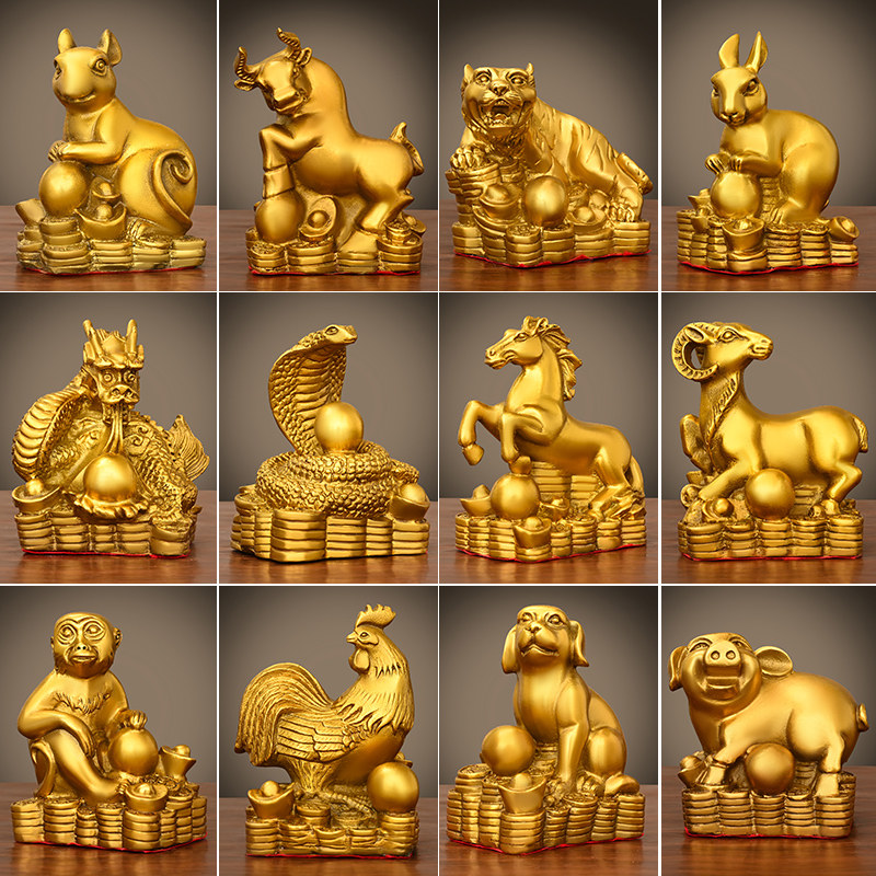 纯铜十二生肖摆件鼠牛虎兔龙蛇马羊猴鸡狗猪装饰品家居店铺送礼,家居饰品,装饰摆件,淘宝优惠券,粉丝福利购,淘宝优惠卷