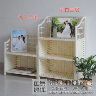 实木鞋架简易多层鞋柜草编书柜经济型多功能置物架田园Z藤编储物