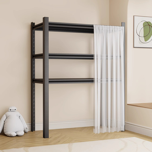 家用货架阳台置物架一体靠墙落地多层防尘帘收纳层架下空式置物架