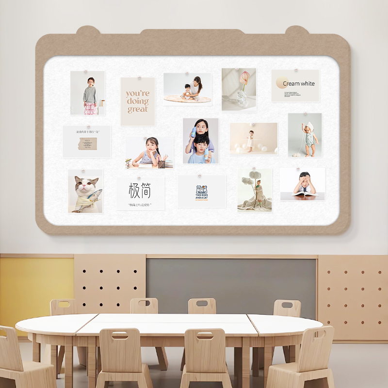毛毡墙贴照片墙背景板幼儿园作品展示板留言板挂墙免打孔照片背景