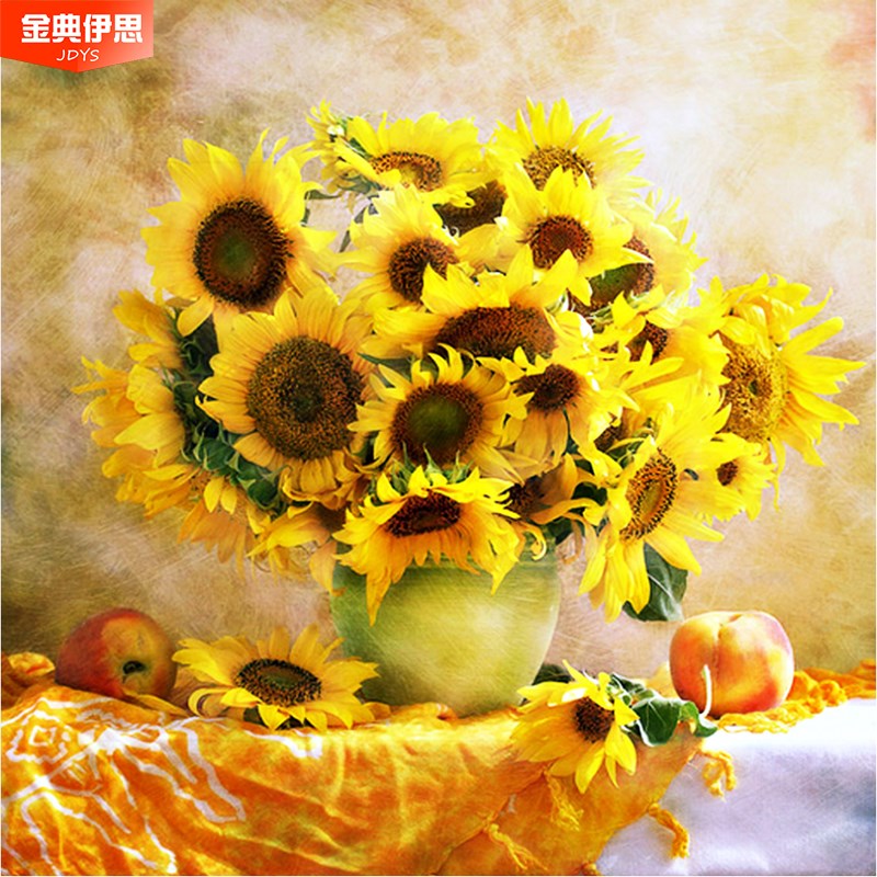 新款欧式田园钻石画向日葵5d贴钻十字绣现代简约客厅卧室餐厅满钻