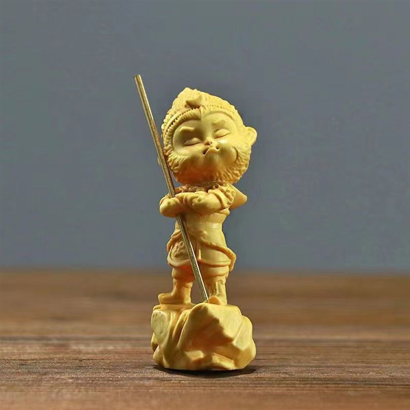 黄杨木齐天大圣孙悟空生肖猴手把件工艺品家居汽车战斗赛亚人