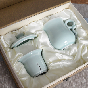 龙泉青瓷茶具茶杯茶水分离杯男女士精致泡茶用会务盖杯送礼定制杯