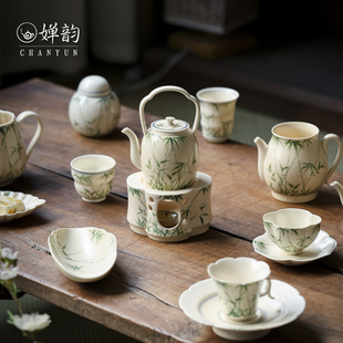 婵韵 央禾竹影音茶壶提梁壶茶杯围炉煮茶组家用茶具小田甄选
