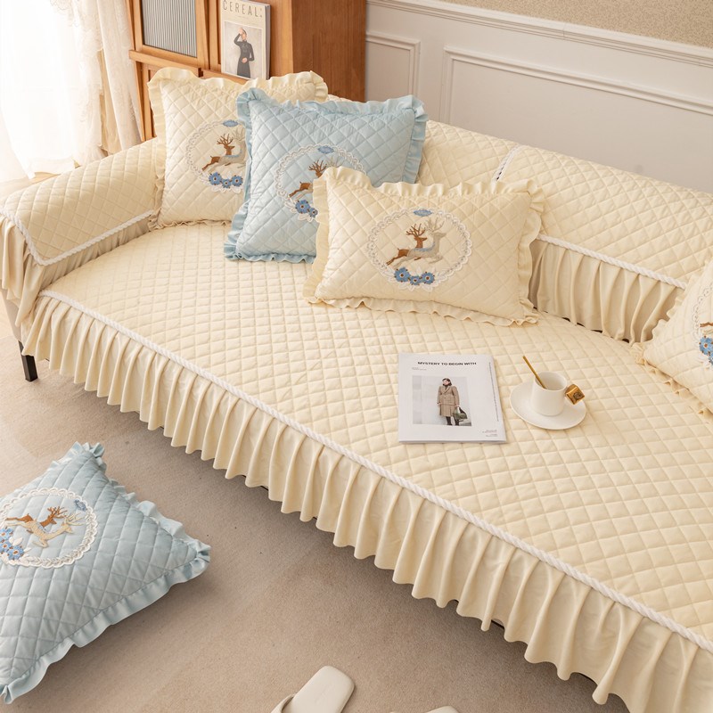 高档冬款加厚毛绒沙发垫坐垫子四季新款简约现代座垫防滑沙发套罩