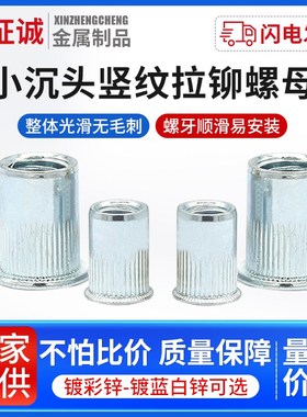 鑫征诚小沉头柱纹拉铆螺母 镀蓝白锌 MMMMMM碳钢材质