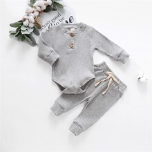 Infant Newborn Bmaby Girl Boy Spring Autumn Ribbed/Plaid Sol