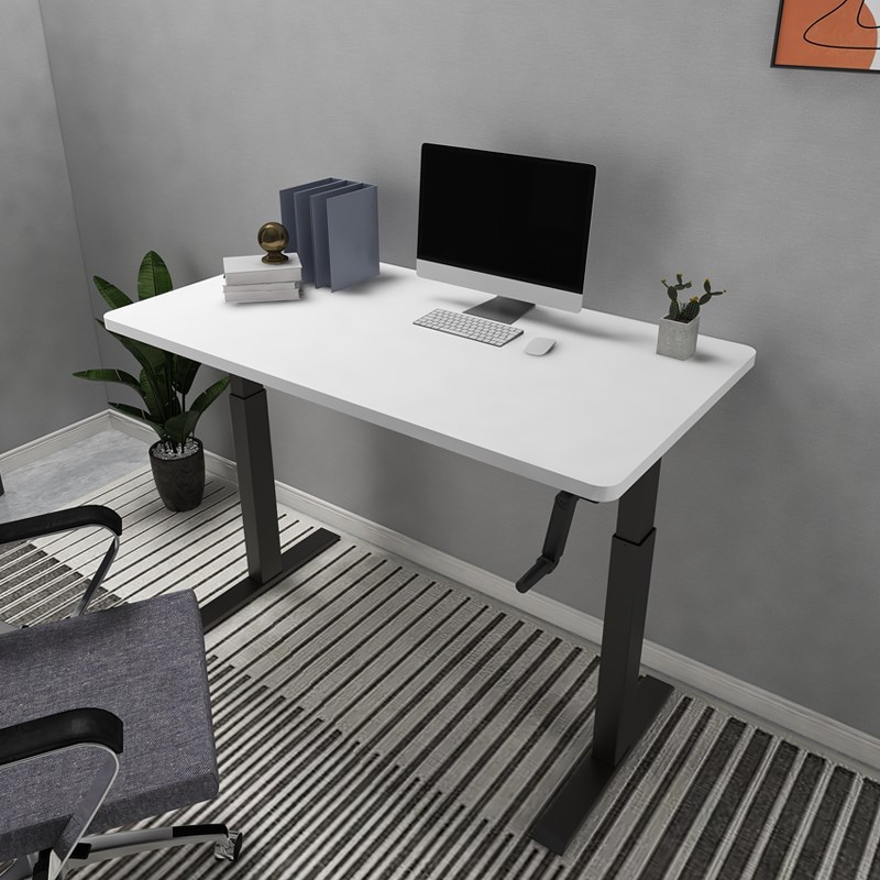 手摇升降桌现代家用儿童学习书桌电脑桌实木手动可升降桌腿