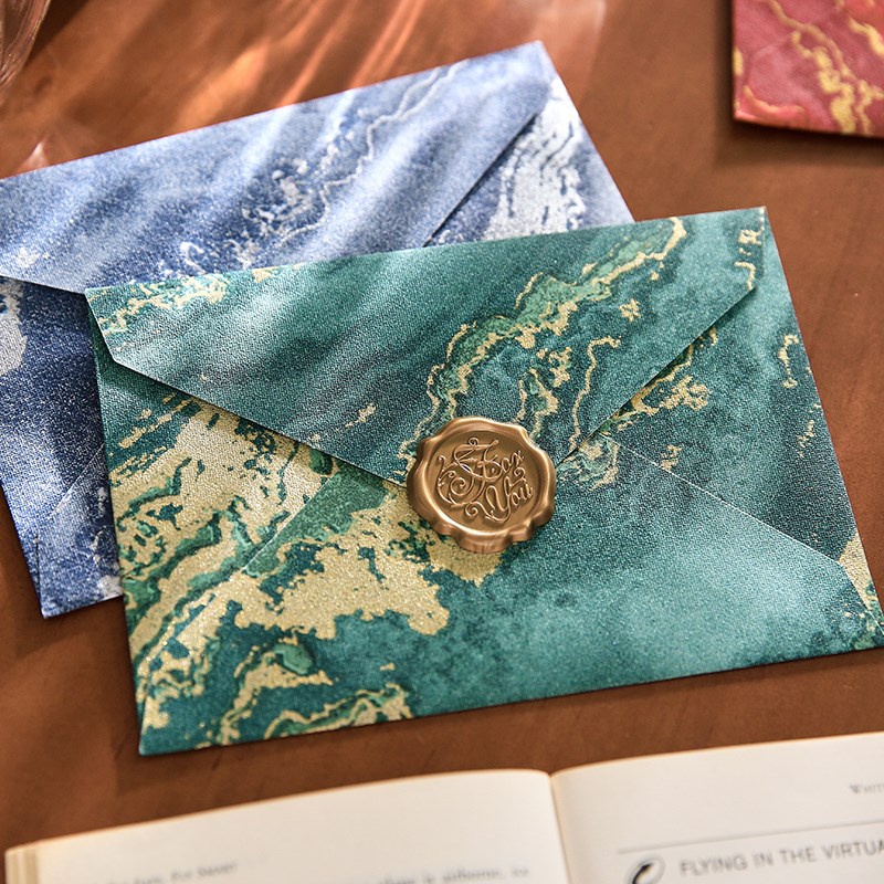 信封鎏金浮雕信纸装复古高级质感浪漫手写告白情书火漆请帖