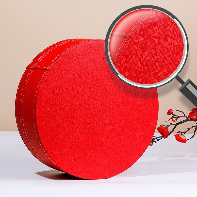 开窗红燕窝包装盒礼品盒 燕窝礼盒g克高档圆形皮盒空盒定制