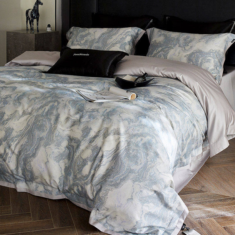 轻奢风超柔天丝棉四件套四季被套床单床上用品美式数码印花高级感